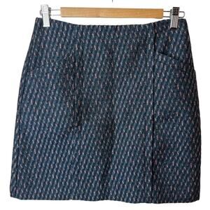 Ann Taylor LOFT Navy Tweed Fully Lined Mini Skirt Women's Size 2